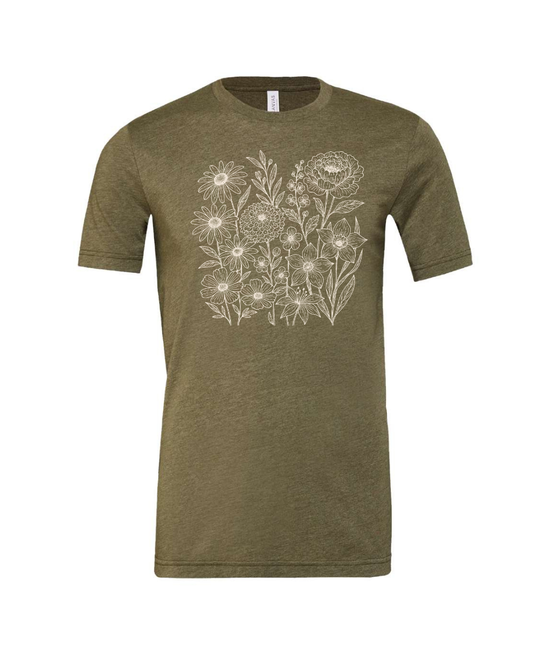 Retro Wildflower Vintage Boho Floral Whimsical Spring Flowers Bella Canvas Unisex Graphic T-Shirt