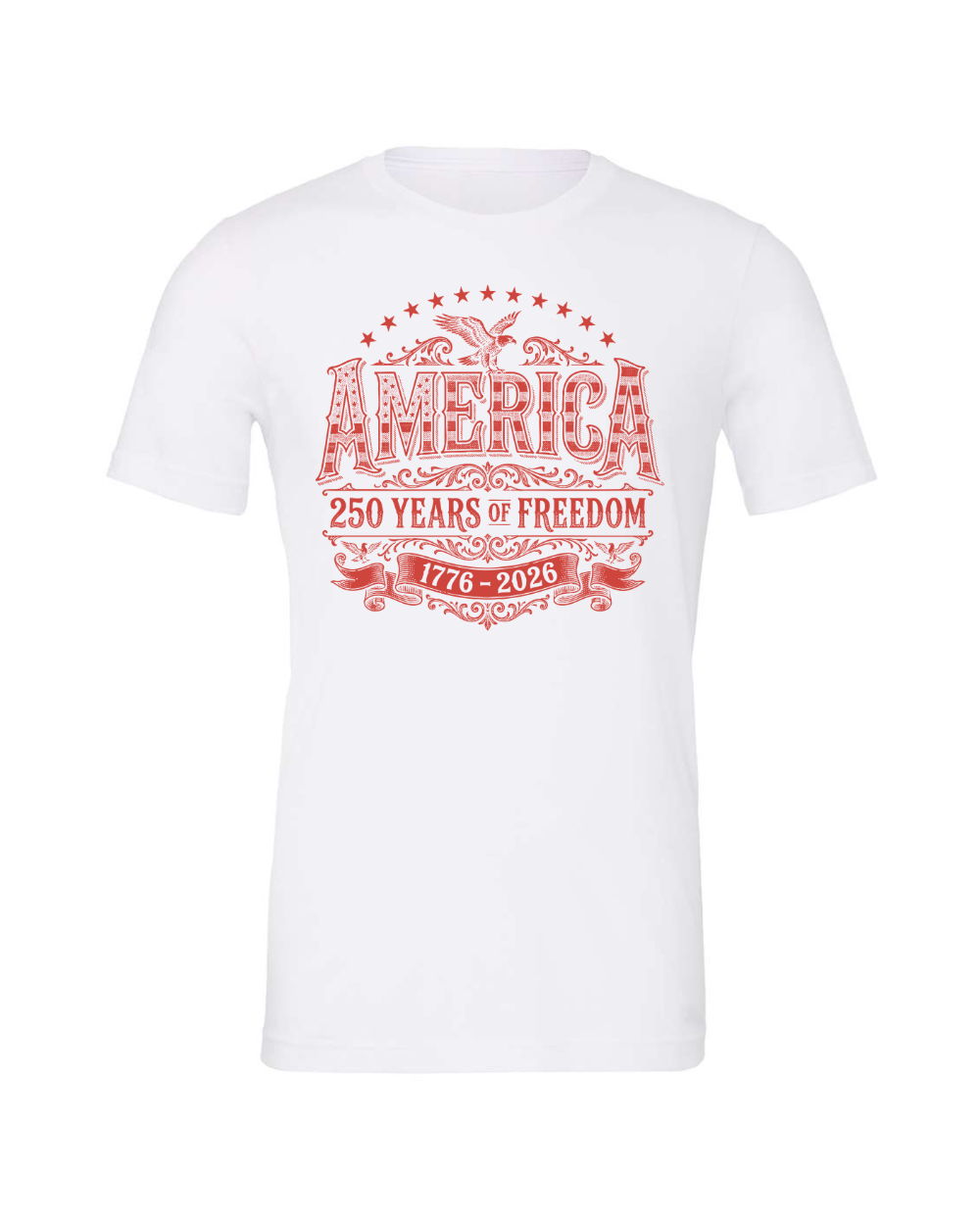 Independence Day America 250th Anniversary 1776-2026 Vintage Eagle Patriotic USA 4th of July Red Bella Canvas Unisex Graphic T-Shirt