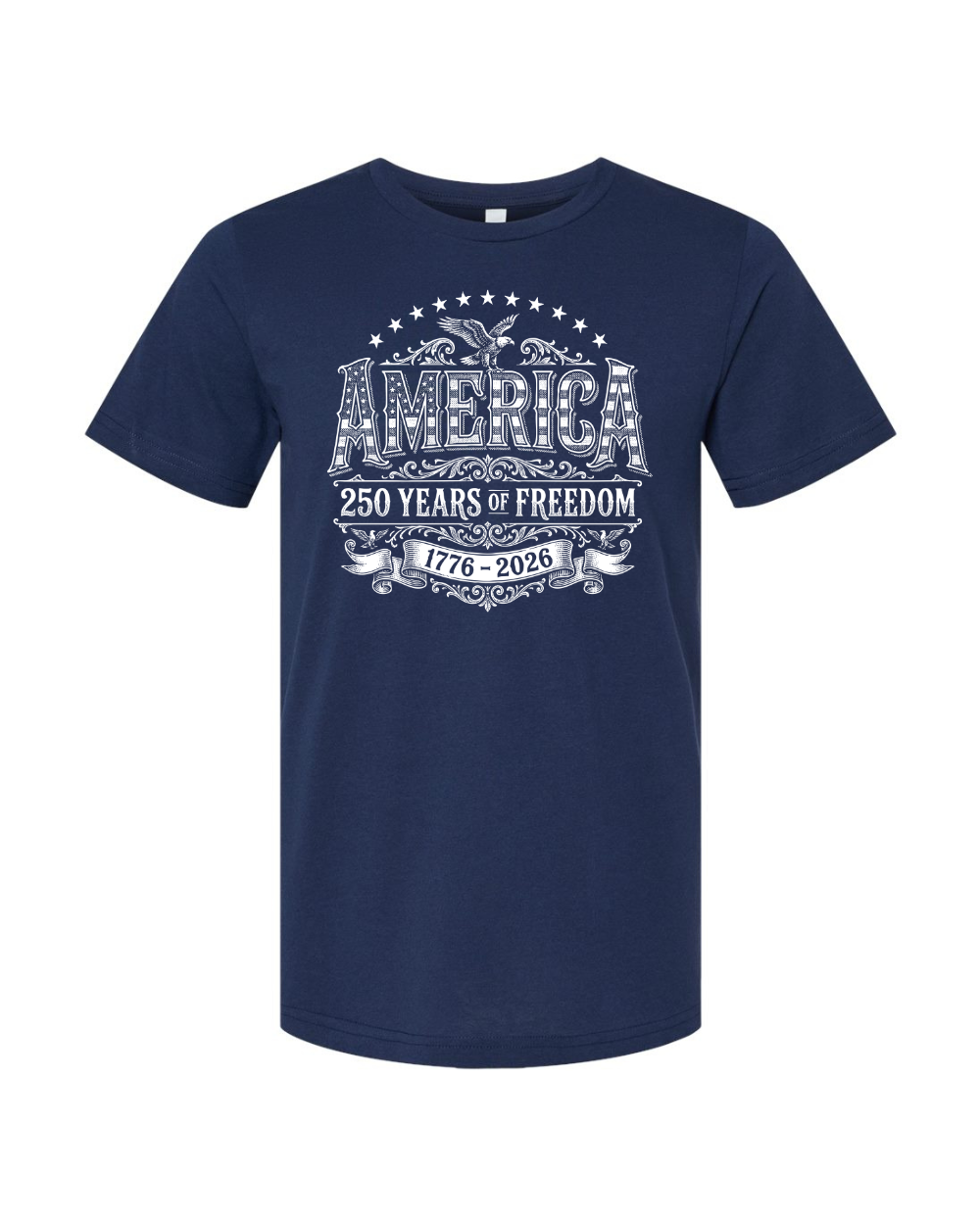 Independence Day America 250th Anniversary 1776-2026 Vintage Eagle Patriotic USA 4th of July White Bella Canvas Unisex Graphic T-Shirt