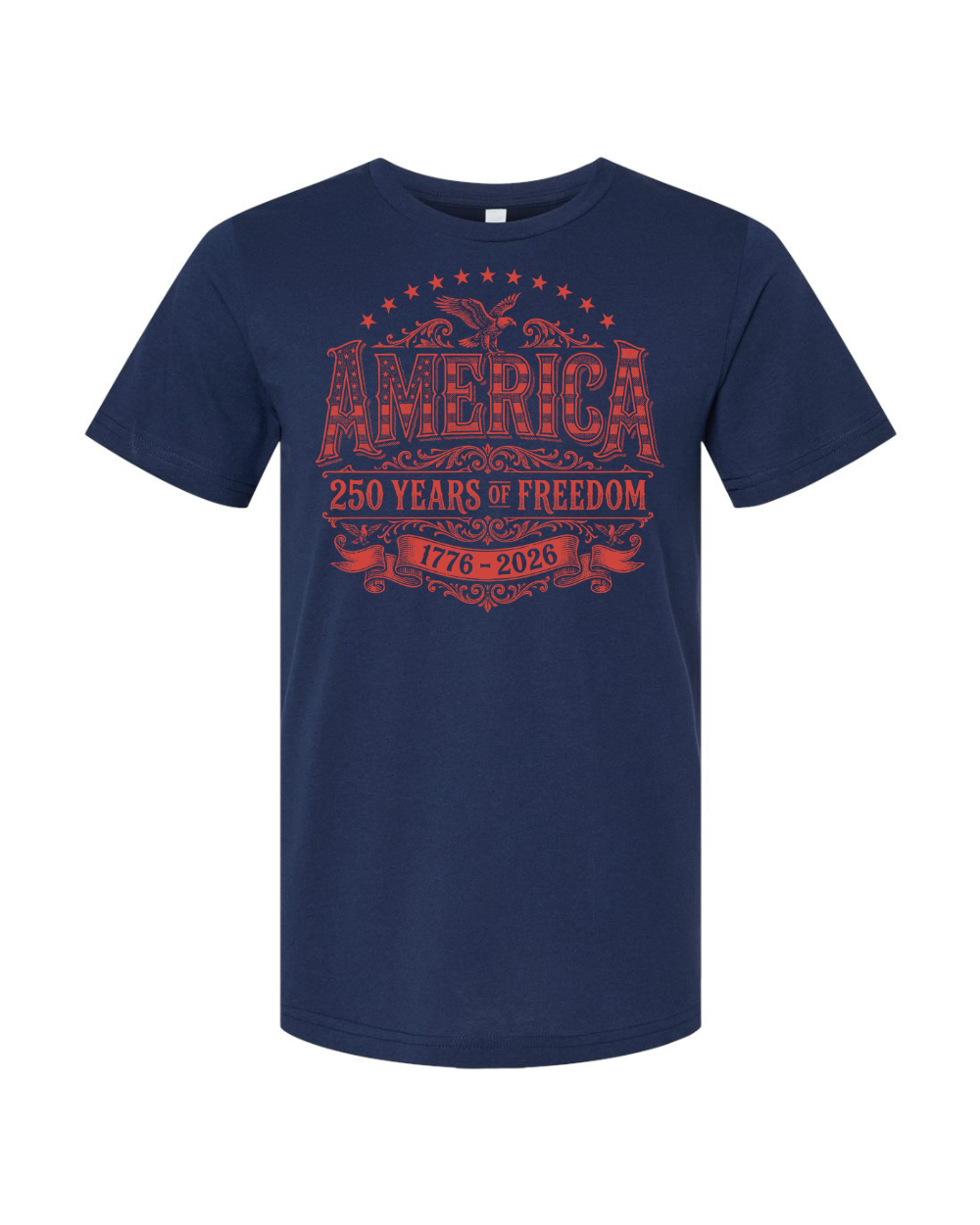 Independence Day America 250th Anniversary 1776-2026 Vintage Eagle Patriotic USA 4th of July Red Bella Canvas Unisex Graphic T-Shirt