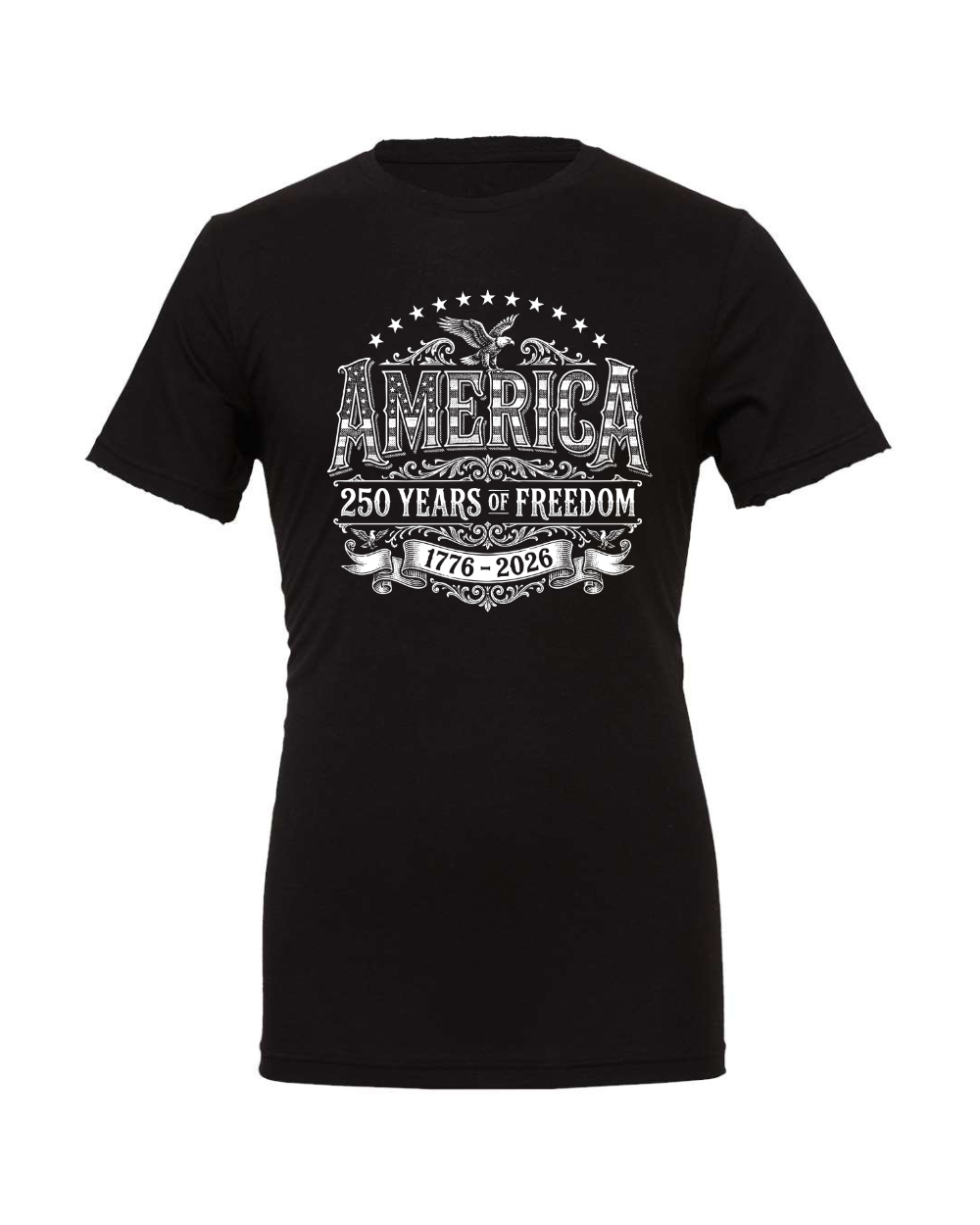 Independence Day America 250th Anniversary 1776-2026 Vintage Eagle Patriotic USA 4th of July White Bella Canvas Unisex Graphic T-Shirt