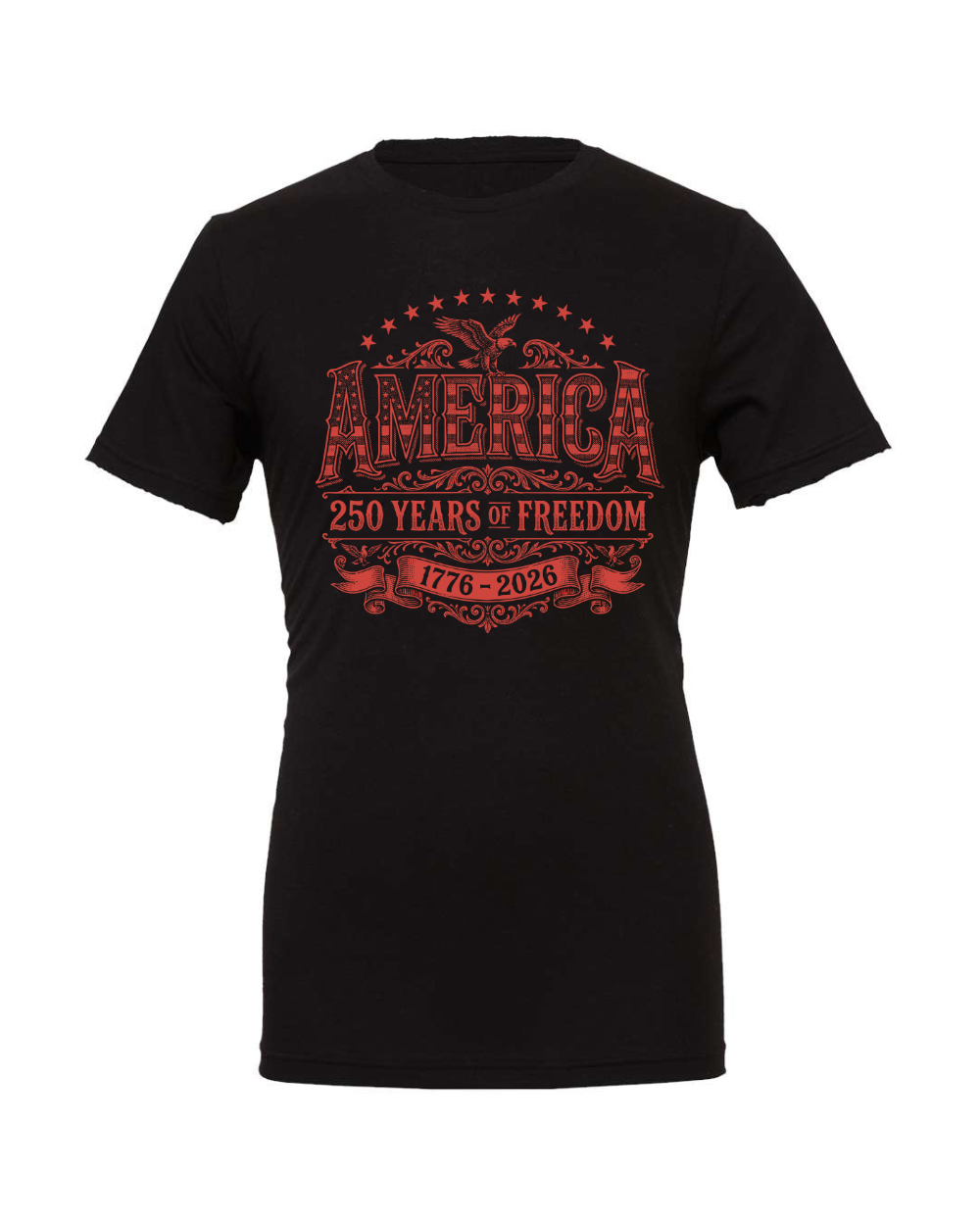 Independence Day America 250th Anniversary 1776-2026 Vintage Eagle Patriotic USA 4th of July Red Bella Canvas Unisex Graphic T-Shirt