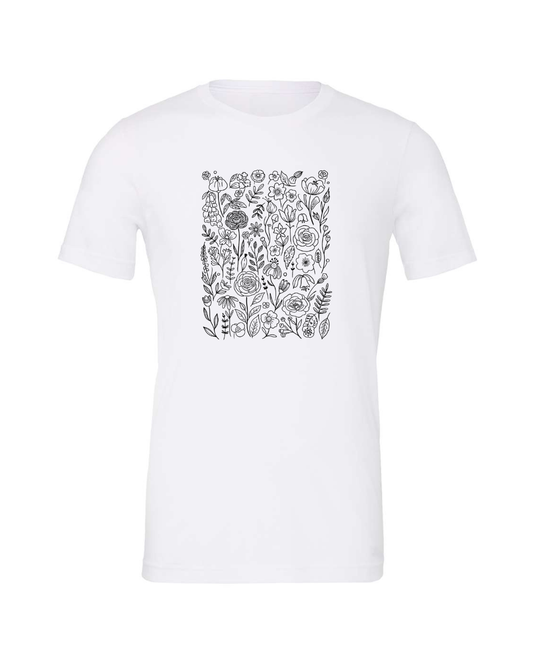 Lace Wildflowers Black Bella Canvas Unisex Graphic T-Shirt