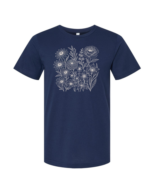 Retro Wildflower Vintage Boho Floral Whimsical Spring Flowers Bella Canvas Unisex Graphic T-Shirt