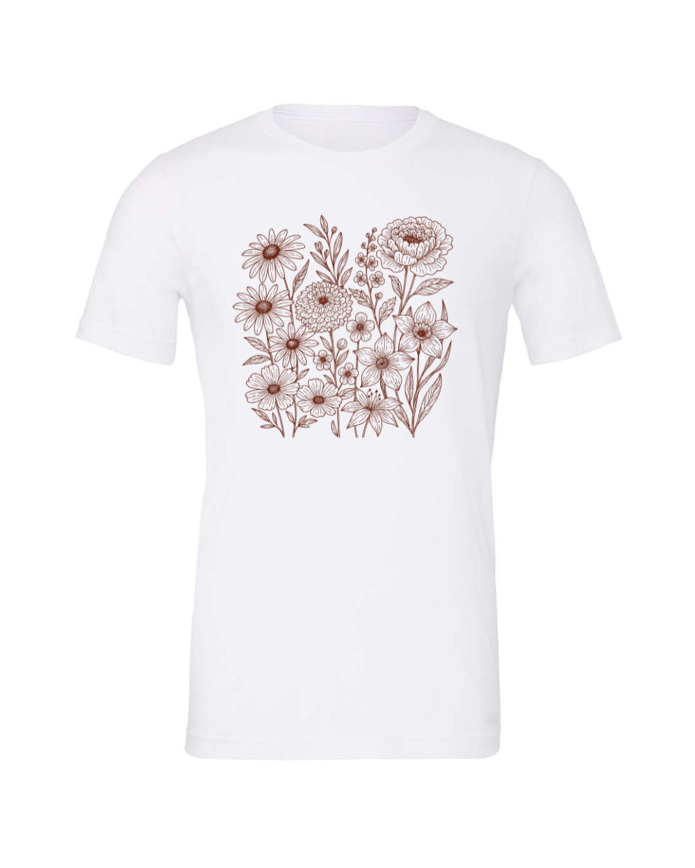 Retro Wildflower Vintage Boho Floral Whimsical Spring Flowers Red Bella Canvas Unisex Graphic T-Shirt