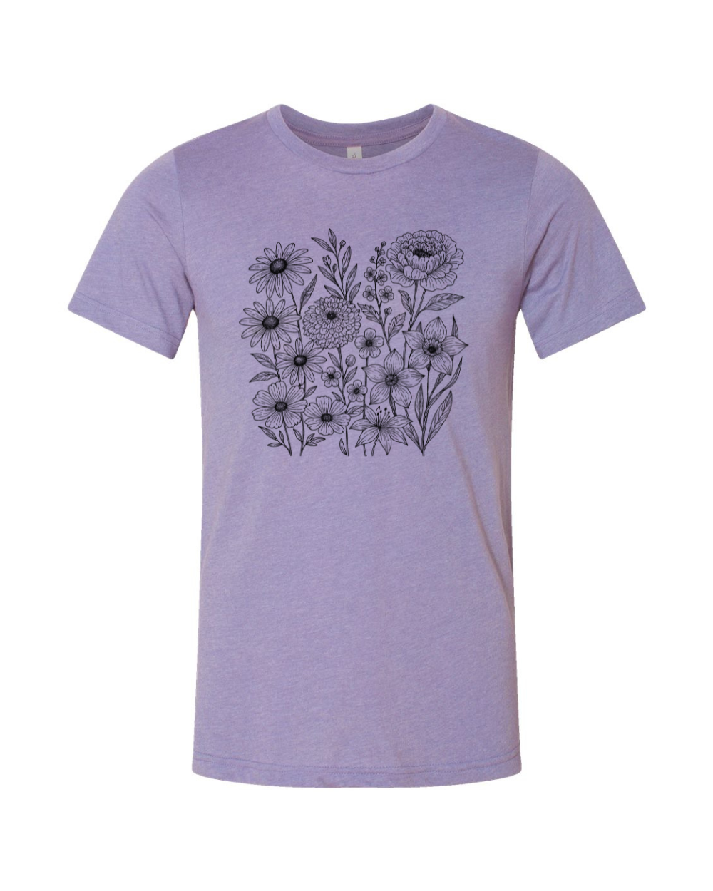 Retro Wildflower Vintage Boho Floral Whimsical Spring Flowers Black Bella Canvas Unisex Graphic T-Shirt