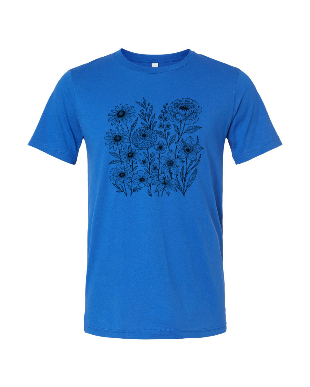 Retro Wildflower Vintage Boho Floral Whimsical Spring Flowers Black Bella Canvas Unisex Graphic T-Shirt