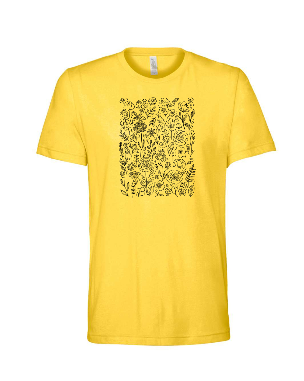 Lace Wildflowers Black Bella Canvas Unisex Graphic T-Shirt