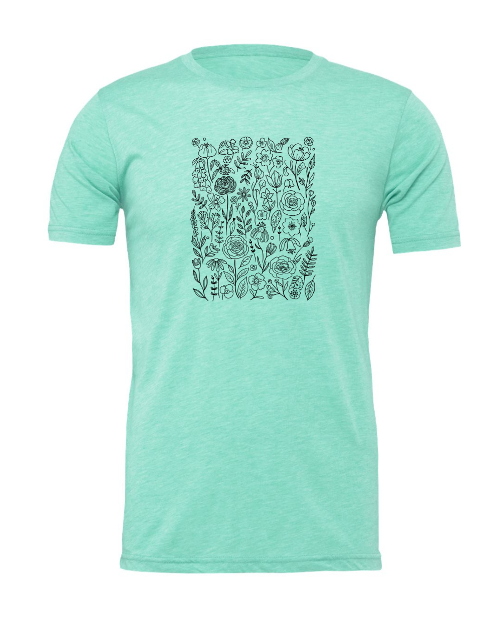 Lace Wildflowers Black Bella Canvas Unisex Graphic T-Shirt