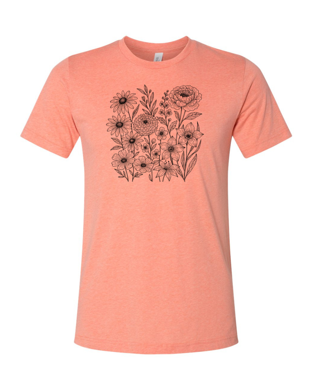 Retro Wildflower Vintage Boho Floral Whimsical Spring Flowers Black Bella Canvas Unisex Graphic T-Shirt