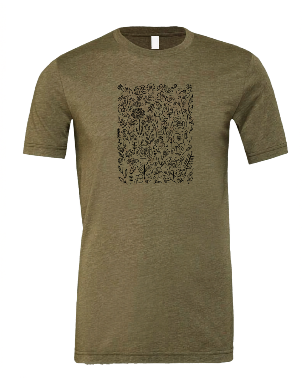 Lace Wildflowers Black Bella Canvas Unisex Graphic T-Shirt