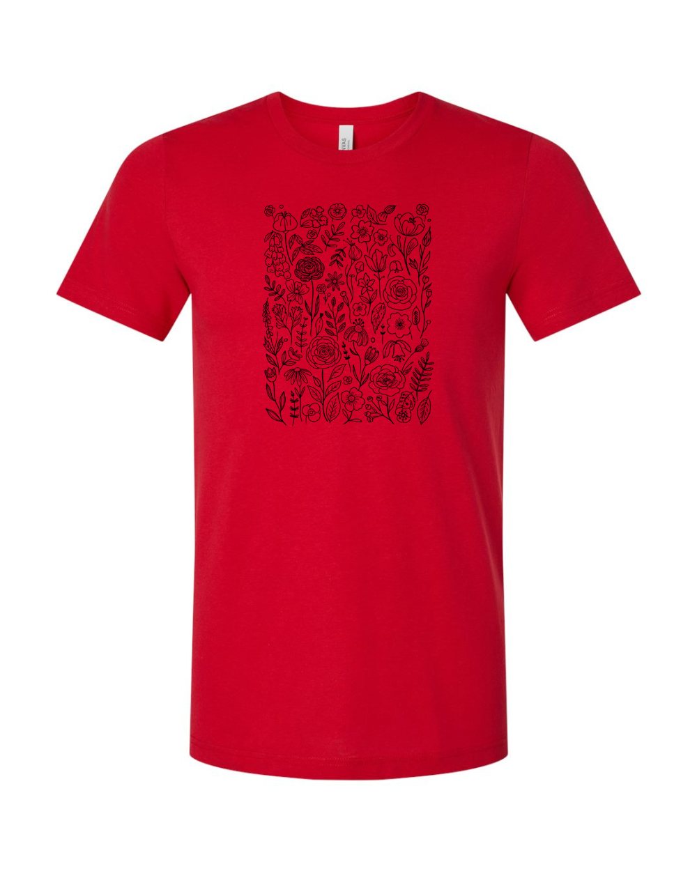 Lace Wildflowers Black Bella Canvas Unisex Graphic T-Shirt