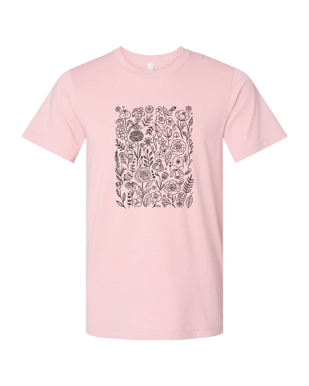Lace Wildflowers Black Bella Canvas Unisex Graphic T-Shirt